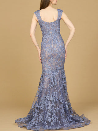 Sleeveless Mermaid Lace Embroidered Gown - By Baano