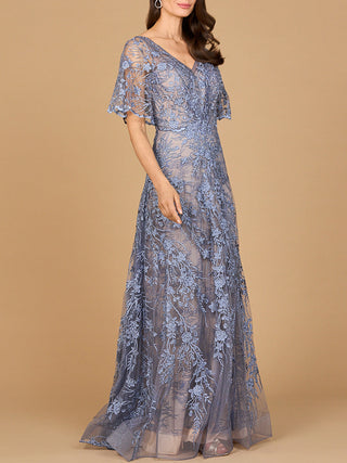 Elegant Cape Sleeve A-line Gown - By Baano