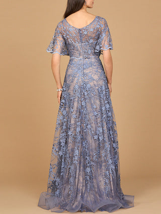 Elegant Cape Sleeve A-line Gown - By Baano