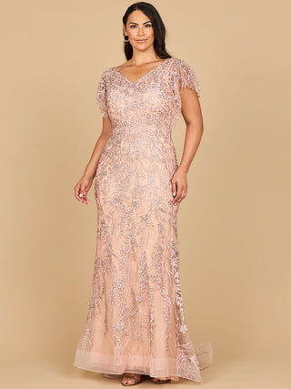 Cap Sleeve Mermaid V-neck Gown - By Baano