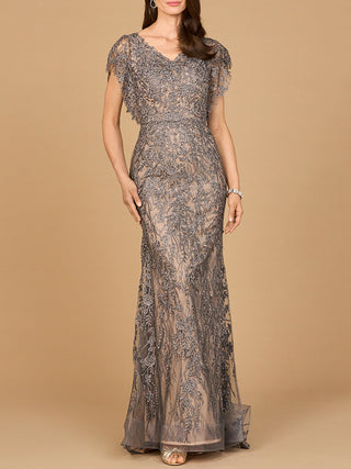 Cap Sleeve Mermaid V-neck Gown - By Baano
