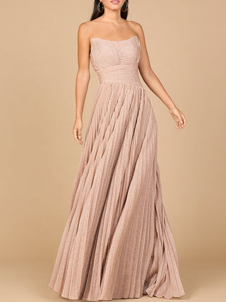 Flowing Pleated, Strapless Dress - By Baano