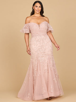 Lace, Off Shoulder Mermaid Gown - By Baano