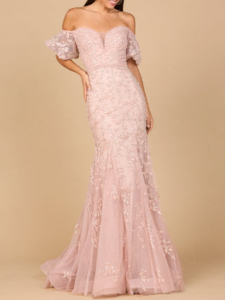 Lace, Off Shoulder Mermaid Gown - By Baano