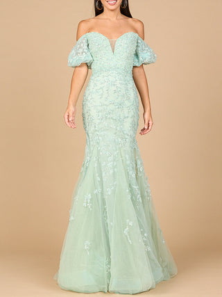 Lace, Off Shoulder Mermaid Gown - By Baano