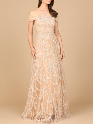 Off Shoulder A-line Gown - By Baano