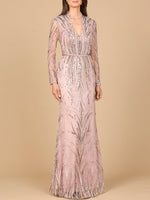 Mandarin V-Neck Gown with Long Sleeves - By Baano