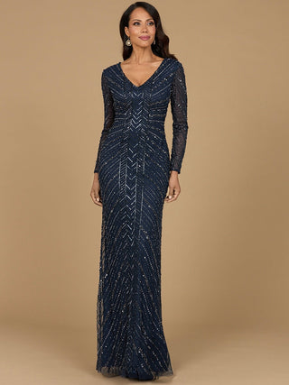 Long Sleeve Beaded Gown - By Baano