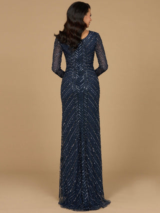 Long Sleeve Beaded Gown - By Baano