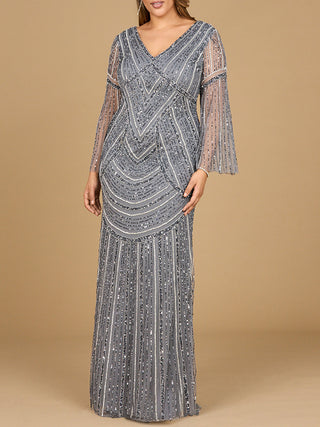 Long Sleeve Beaded Gown