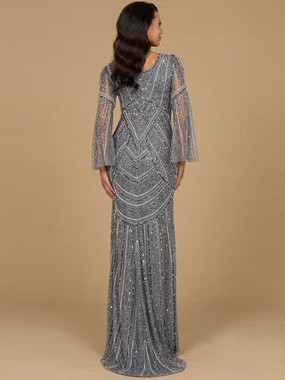 Long Sleeve Beaded Gown - By Baano