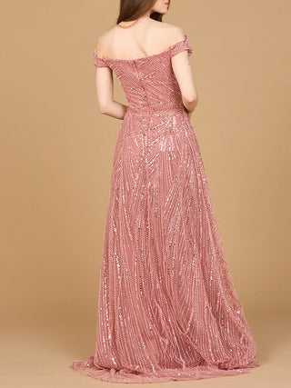Off Shoulder Beaded Ballgown - By Baano