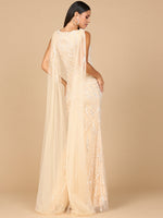 V-Neck Gown with Long Cape Sleeves - By Baano