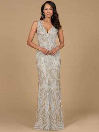 Beaded V-Neck Gown  - OUTLET - By Baano