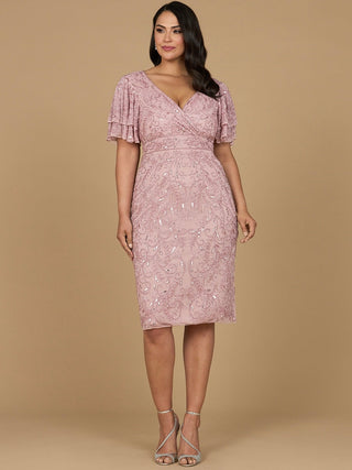 Beaded Midi Dress with Cape Sleeves - By Baano