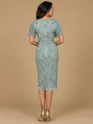 Beaded Midi Dress with Cape Sleeves - By Baano