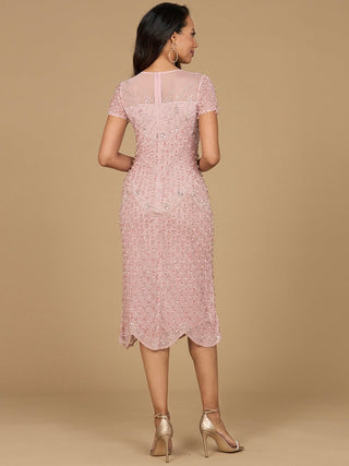 Beaded Midi Dress with Cap Sleeves - By Baano