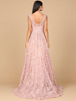 Overskirt Lace Fitted V-Neck Gown - By Baano