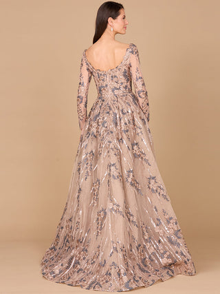 Long Sleeve Lace Gown with Overskirt - By Baano