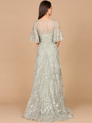V-neck, Cape Sleeve Gown - By Baano
