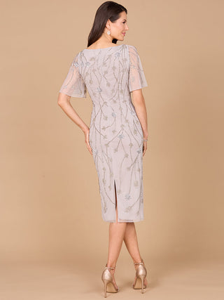 Beaded Midi Dress with Cape Sleeves - By Baano