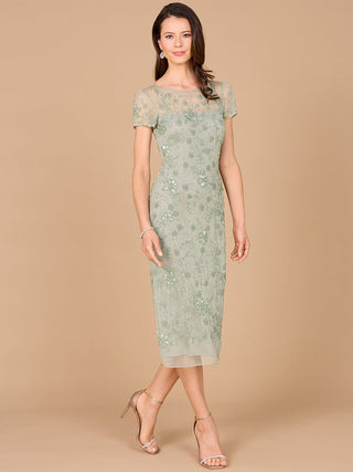 Beaded Midi Dress with Cap Sleeves - By Baano