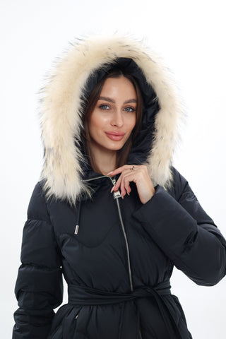 Genuine Fur Trim Down Fill Coat - By Baano