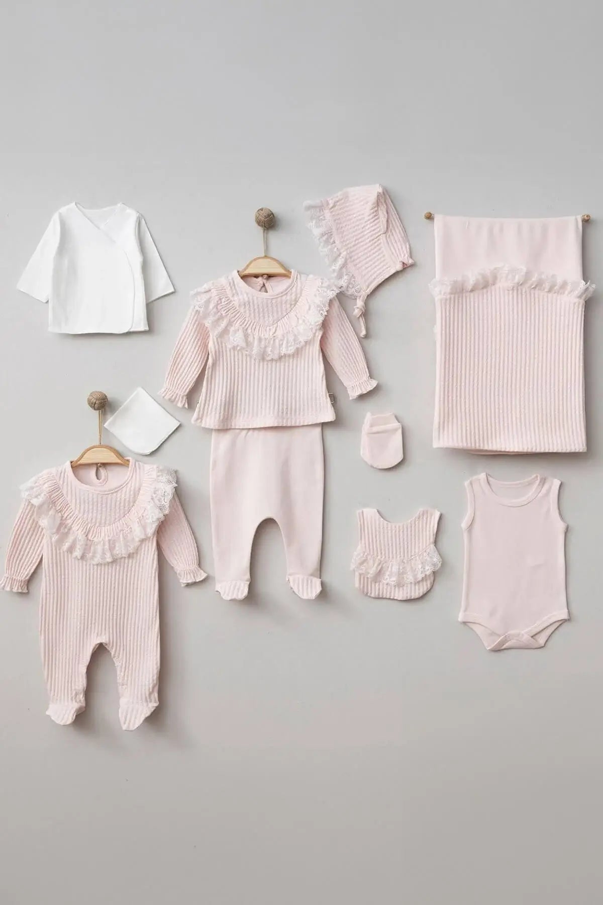 Lina Newborn Baby Girl Coming Home Set (10 pcs) - By Baano