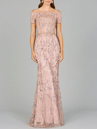 Off Shoulder Mermaid Gown with Short Sleeves - By Baano