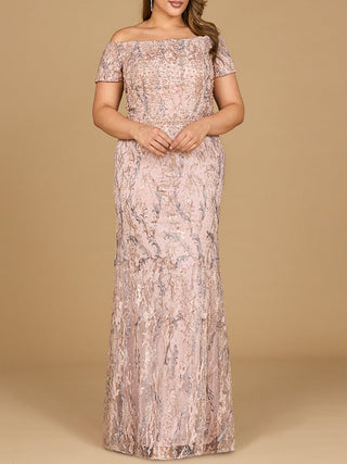 Off Shoulder Mermaid Gown with Short Sleeves - By Baano
