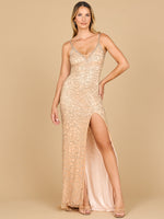 Lara 29004 - Fitted Beaded Gown with Spaghetti Straps