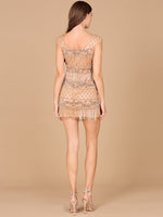 Beaded Cocktail Dress with Cap Sleeves and Fringe - By Baano