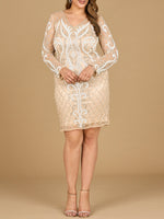 Long Sleeve Cocktail Dress with V-Neckline - By Baano