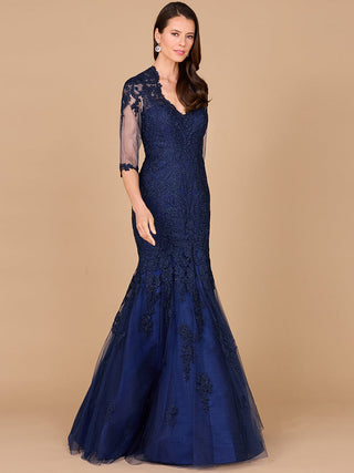 Long Sleeve, Mermaid Lace Gown - By Baano