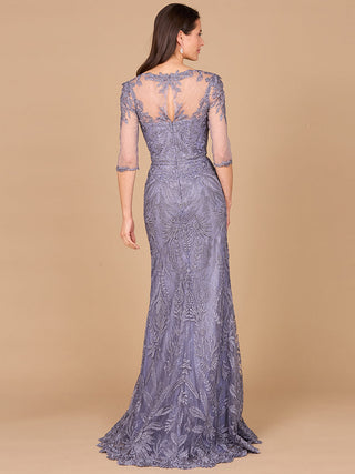 Detachable Half Sleeve Lace Sheath Gown - By Baano