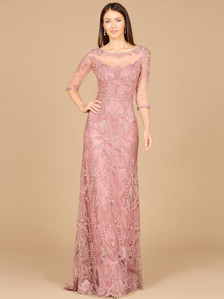 Detachable Half Sleeve Lace Sheath Gown - By Baano