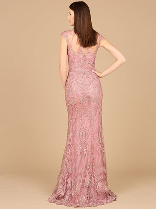 Detachable Half Sleeve Lace Sheath Gown - By Baano