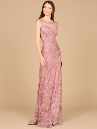 Detachable Half Sleeve Lace Sheath Gown - By Baano