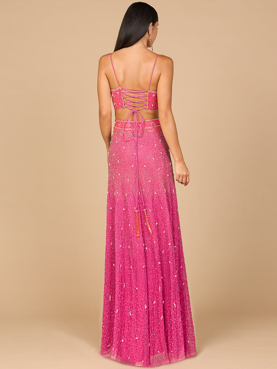 Ombre Beaded Gown  - OUTLET - By Baano