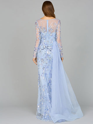 Asymmetrical Overlay Gown with Sleeves - By Baano