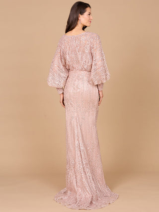Long Bishop Sleeve Lace Gown - By Baano