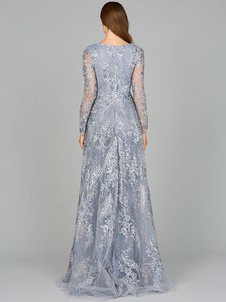 Lace Long Sleeve Gown with Overskirt - By Baano