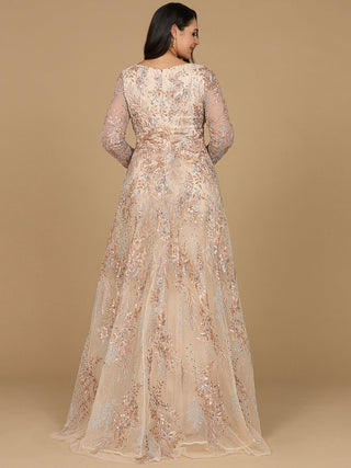 Lace Long Sleeve Gown with Overskirt - By Baano