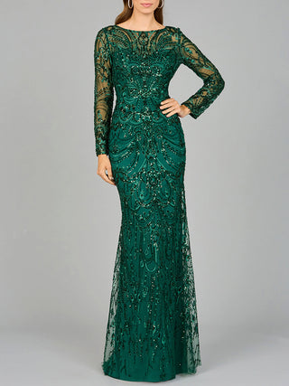 Long Sleeve Lace Gown - By Baano