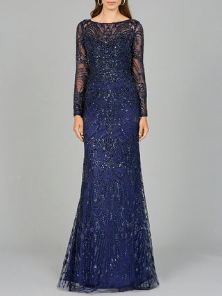 Long Sleeve Lace Gown - By Baano