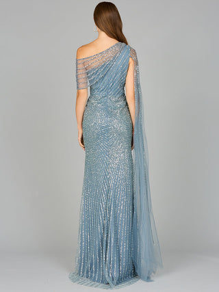One Shoulder Fitted Gown - By Baano