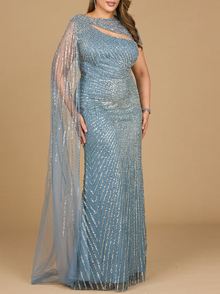 One Shoulder Fitted Gown - By Baano