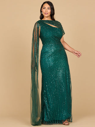One Shoulder Fitted Gown - By Baano