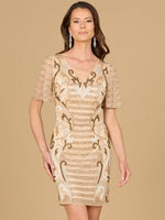 Beaded Short Sleeve Cocktail Dress - By Baano