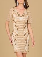 Beaded Short Sleeve Cocktail Dress - By Baano